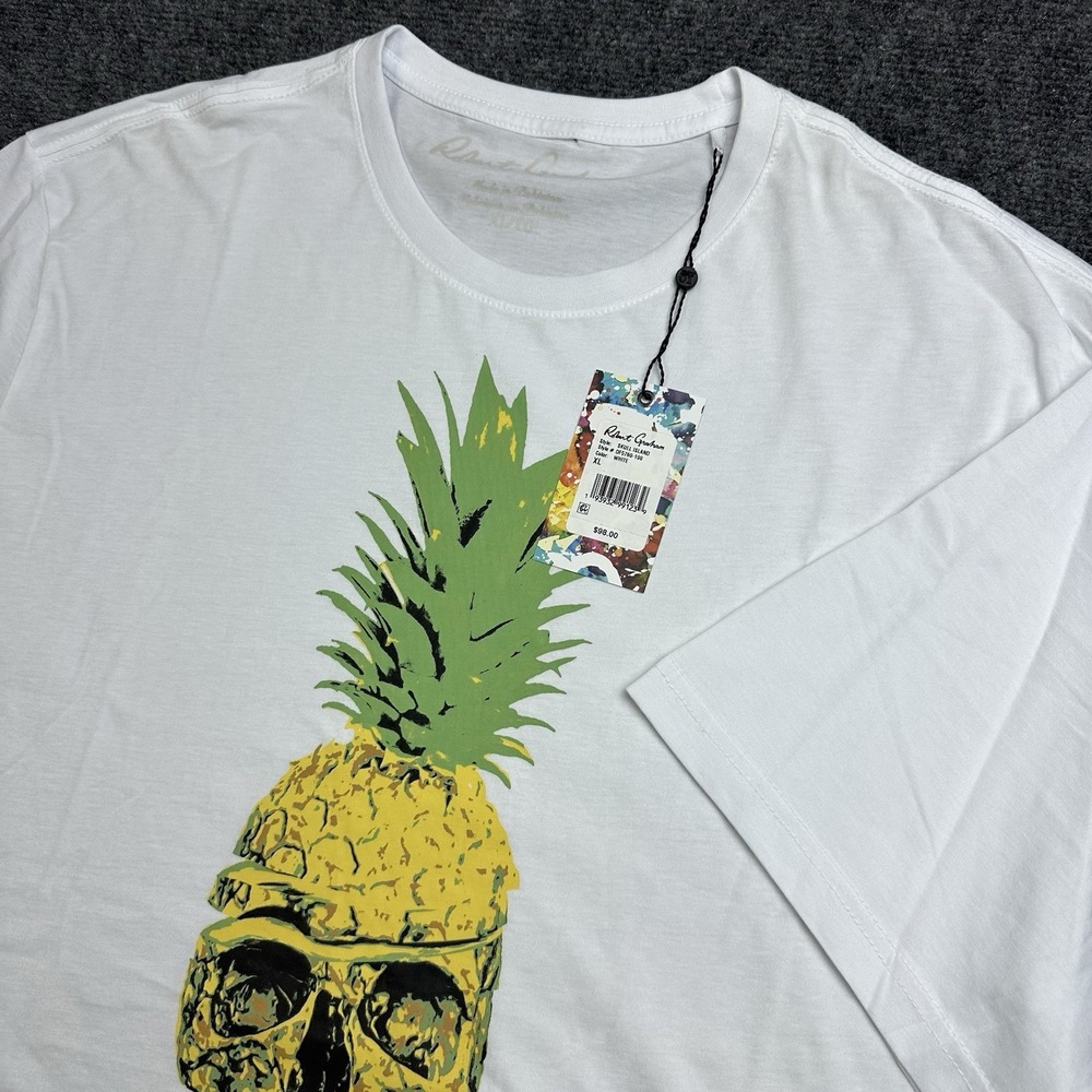 Robert Graham Skull Island Pineapple Skull White T-Shirt Mens XL OF5760-100